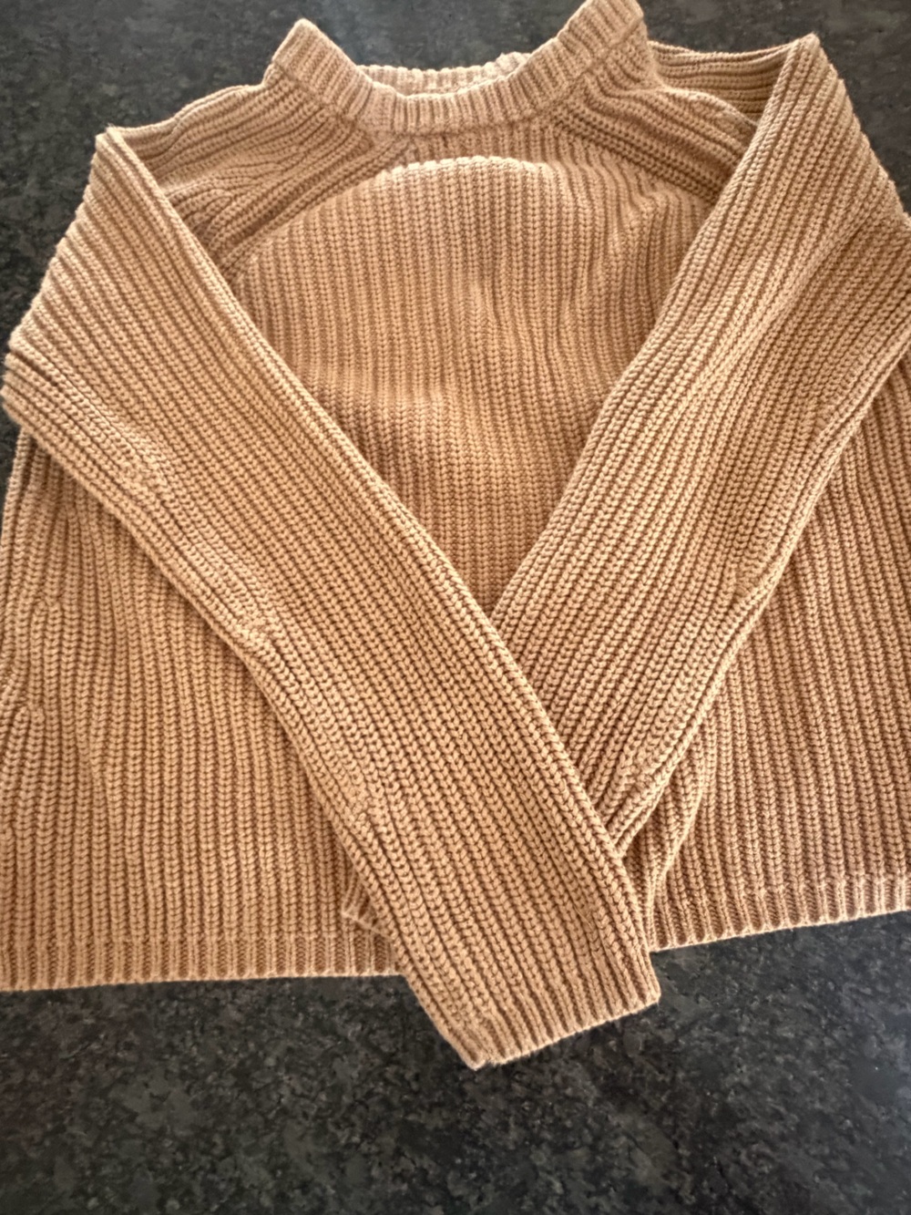 Quince Beige Ribbed Knit Sweater